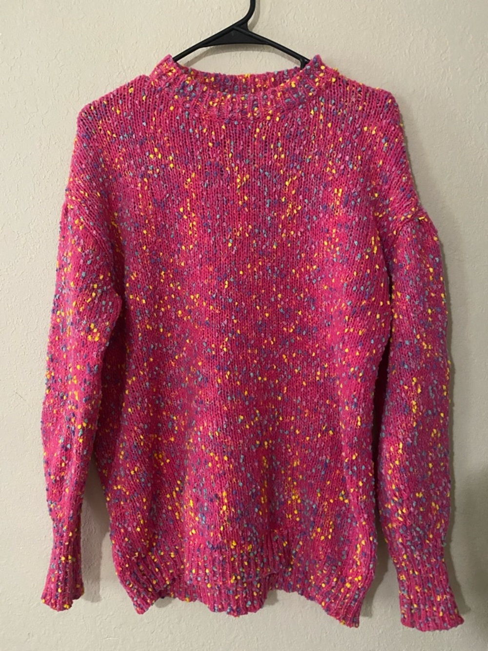 Cozy Pink Speckled Knit Sweater Kawaii Cute - Picture 2 of 9